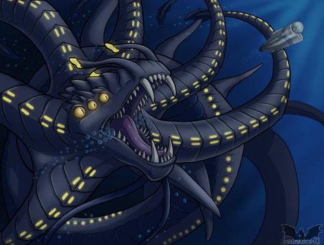 Chased by a Nightmare(Digital art by Armorwing) Subnautica Fanart, Gargantuan Leviathan, Sea Dragon Leviathan, Scary Sea Creatures, Subnautica Creatures, Subnautica Concept Art, Survival Horror Game, Kaiju Monsters, Art Corner