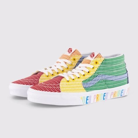 Vans Sneakers | Vans Delight Sk8-Mid Sneaker Multi/True White 10.5 | Colour: White | Dimension: 10.5- #Color #MultiTrue #Pride #Shoes #Size #Sk8Mid #sneaker #Vans #WHITE Check more at https://howcandothis.com/manstyle/vans-sneakers-vans-delight-sk8-mid-sneaker-multi-true-white-10-5-colour-white-dimension-10-5/ Black Old Skool Vans, Vans Shoes Old Skool, Sneaker Vans, Vans Authentic Shoes, Pride Shoes, Chukka Sneakers, Red Vans, Yellow Sneakers, Sneakers Vans