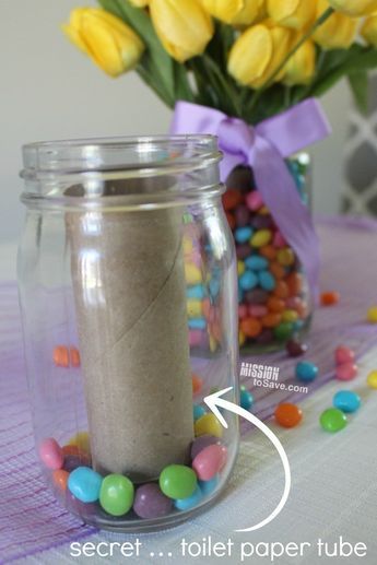 Repurposed Jars, Jelly Bean Jar, Easter Centerpieces Diy, Diy Osterschmuck, Funny Vine, Easter Centerpiece, בר מצווה, Jar Diy, Easter Centerpieces