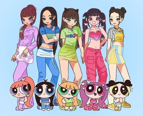 New Jeans Character, New Jeans Anime, New Jeans Drawing, New Jeans Fanart, New Jeans Powerpuff, Newjeans Fanart, Newjeans Powerpuff, Ppg And Rrb, The Powerpuff Girls