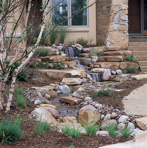 updating my pond, this would work Pondless Water Features, Outdoor Water Features, Garden Water Feature, Fountains Backyard, Stone Steps, Garden Waterfall, Pond Waterfall, Pond Water Features, Pond Landscaping