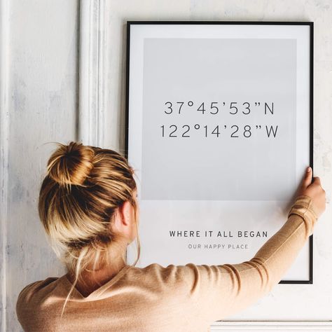 Coordinates Art, Airbnb Ideas, Latitude And Longitude, Welcome To My House, Personalized Housewarming Gifts, Paper Gifts Anniversary, Bohemian Modern, Maybe One Day, Personalized Wall