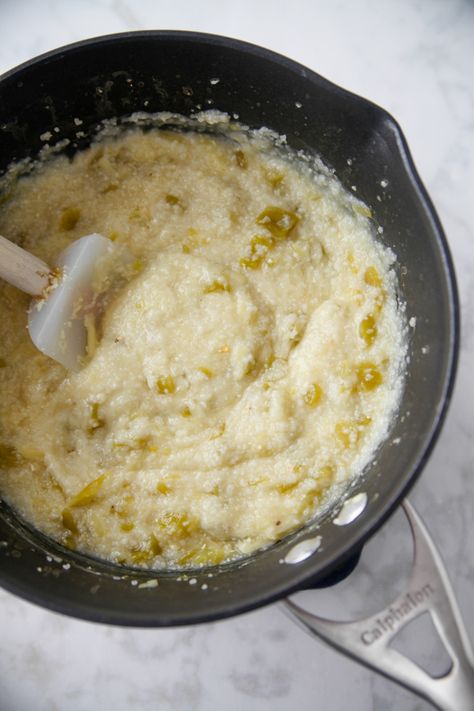 Grits And Greens, Grits Recipe, Cheese Grits, Green Chili, Tiny Food, Eat Real Food, Savory Breakfast, Green Chile, Side Recipes