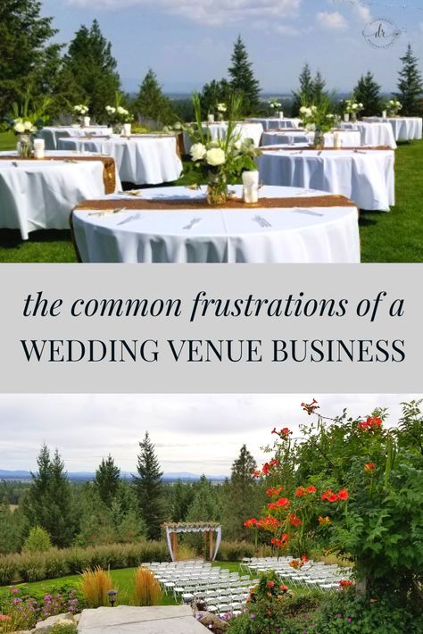 Running a wedding venue business comes with its potential problems!  Here are 5 common frustrations of a wedding venue business. Wedding Venue Business, Event Venue Business, Venue Business, Event Venue Design, Grace Farms, Event Venue Spaces, Event Planning Decorations, Barn Parties, Wedding Backdrop Design