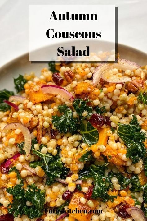 Oct 6, 2020 - This Autumn pearl couscous salad is a great side dish for this time of year. It is full of fall flavors like squash, cranberries, and pecans. Brisket Side Dishes, Pearl Couscous Salad, Couscous Salad Recipes, Pearl Couscous, Gourmet Salad, Seasonal Salad, Couscous Recipes, Autumn Salad, Couscous Salad