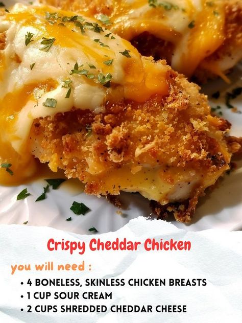 Crispy Cheddar Chicken, Cheddar Chicken, Chicken Thigh Recipes Baked, Simple Dinner, Baked Chicken Thighs, Ritz Crackers, Dinner Food, Baked Chicken Recipes, Chicken Thigh Recipes