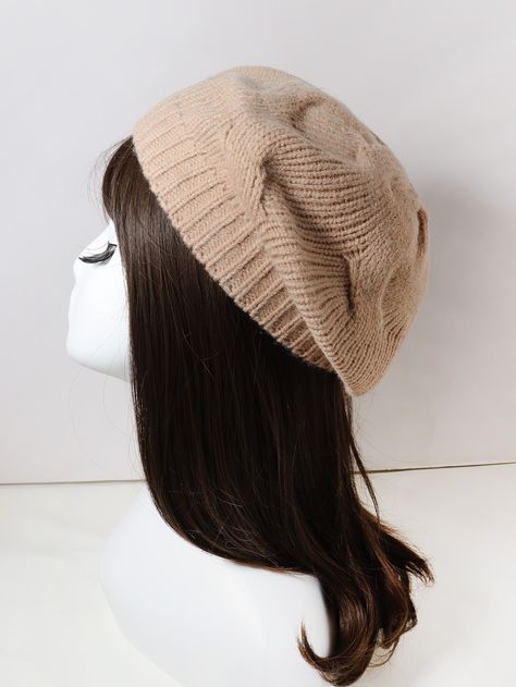 Autumn Hats For Women, Winter Hats For Women Cold Weather, Cute Winter Hats, Winter Caps, Winter Headwear, Knit Beret, Knitted Beret, Shein Brasil, Berets Cap