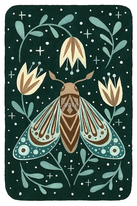 Modern Folk Art, Arte Folk, Moth Art, Posca Art, Illustration Photo, Scandinavian Folk Art, Insect Art, Art And Illustration, Runes