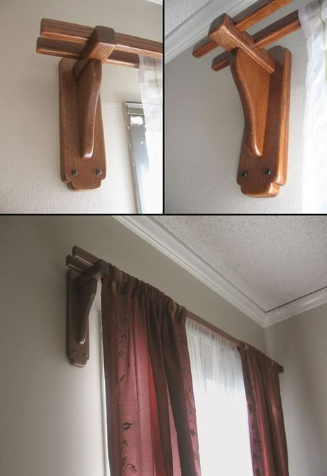 Curtain Rods by jtpark on DeviantArt Curtains Holder, Modern Sheer Curtains, Wooden Curtain Rods, Wood Curtain Rods, Wooden Curtain, Diy Curtain Rods, Curtain Brackets, Wooden Brackets, Curtain Rod Holders