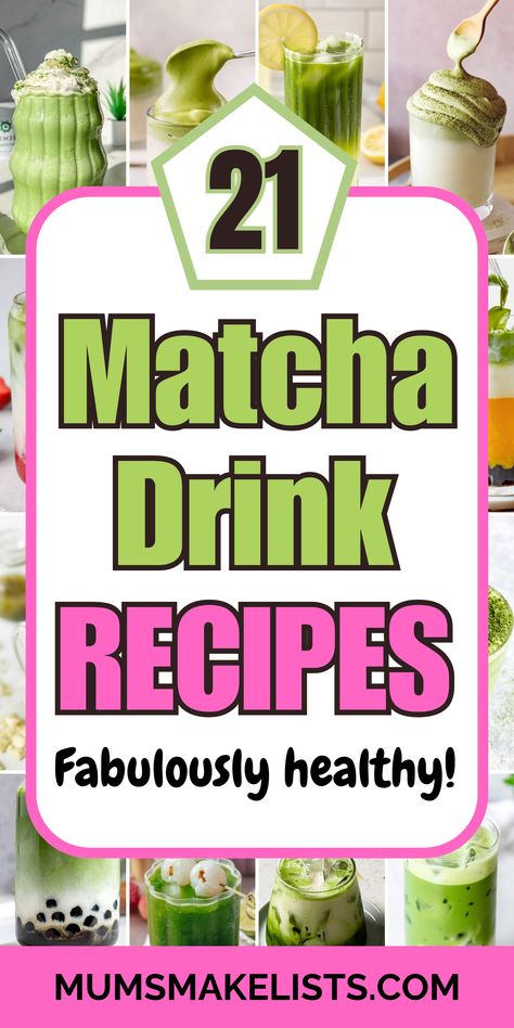 These non-alcoholic healthy green matcha tea drink recipes are the most yummy recipes you will find. There is a selection of the tastiest drinks made with green matcha powder from iced lattes and frappuccinos to smoothies and lemonades, drink them at breakfast, to wind down in the evening, with friends, at spa days, baby showers, birthday celebrations, matcha is THE healthy ingredient that makes the most aesthetic drinks that taste delicous and look wonderful How To Make Matcha Green Tea, Matcha Drink Aesthetic, Macha Green Tea, Macha Tea, Matcha Drink Recipes, Matcha Green Tea Recipes, Iced Lattes, How To Make Matcha, Aesthetic Drinks