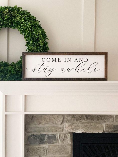 PRICES MAY VARY. Title: Fprqlyze Come in and Stay Awhile Sign, Wood Sign, Framed Wood Sign, Welcome Sign, Entryway Decor, Farmhouse Wall Decor, Canvas Sign, Wall Decor, 6x20inch. Product Type: Categories > Home Décor Products > Home Décor Accents > Wall Pediments Entryway Decor Farmhouse, Stay Awhile Sign, Canvas Ar, Entryway Signs, Farmhouse Style Sign, Textured Canvas, Painted Wood Signs, Wood Frame Sign, Stud Walls