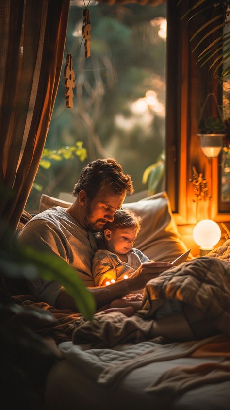 "Cozy #FamilyMoment: A tender moment as a #FatherAndChild bond during a peaceful and cozy #BedtimeRoutine. #FamilyLove #ParentChild #PeacefulNights #CreativePrompt #AICommunity ⬇️ Download and 📝 Prompt 👉 https://stockcake.com/i/cozy-family-moment_720695_270652" Family Time Aesthetic, Happy Family Aesthetic, Happy Family Images, Family Cuddles, Family Aesthetic, Happy Families, Family Peace, Green Scenery, Soul Family