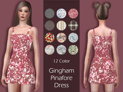 Lisaminicatsims' LMCS Gingham Pinafore Dress Sims 4 Clothing Sets, Sims 4 Downloads, Sims Community, Ts4 Cc, Cc Finds, Sims 4 Clothing, Pinafore Dress, Sims 4 Custom Content, Clothing Sets