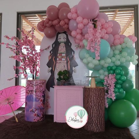 Nezuko Birthday Party Decorations, Demon Slayer Balloon Garland, Demon Slayer Party Decorations, Nezuko Party Ideas, Nezuko Birthday Party, Nezuko Birthday Party Ideas, Demon Slayer Birthday Party Ideas, Demon Slayer Birthday Party, Demon Slayer Party