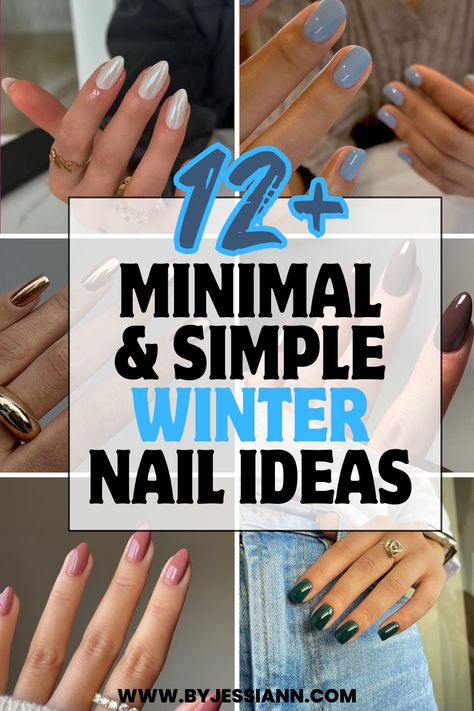 12+ Minimal & Simple Winter Nail Ideas - December, January, and February Nails Gel Nail For Winter, Nail Colors For December, Simple Nails For Winter, Pink Nails For Winter, Winter Simple Nails, Blue Nails For Winter, December Nail Colors, Simple Winter Nail Ideas, Nails For Winter