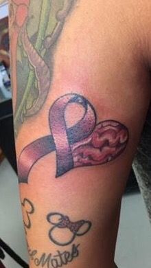 Brain aneurysm survivor tattoo Survival Tattoo, Wood Tattoo, Strong Tattoos, Brain Tattoo, Survivor Tattoo, Date Tattoos, Awareness Tattoo, Ribbon Tattoos, Forearm Tattoo Women