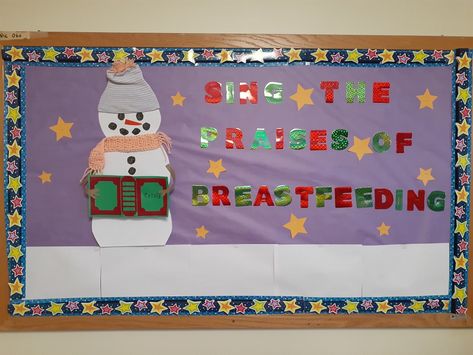 I got to crochet for this one! #WIC #BreastFeedingPeerHelper #Crochet #BulletinBoard #Christmas #Winter Wic Bulletin Board Ideas, Breastfeeding Bulletin Board Ideas, Ibclc Exam, Breastfeeding Poster, Nutrition Bulletin Boards, Health Bulletin Boards, Communication Boards, Bulletin Ideas, Work Bulletin Boards