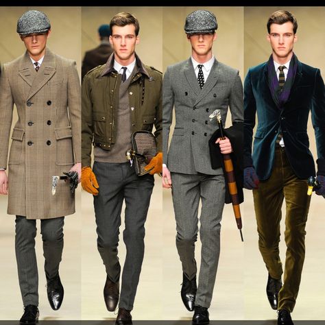 The return of the gentleman. Classic British fashion meets 21st century style. Modern-day Sherlock, for sure. Burberry Prorsum, menswear Fall 2012. English Clothes, British Style Men, British Gentleman, Western Outfits Men, Wink Wink, The Gentleman, British Outfits, Burberry Prorsum, Mens Fashion Classy