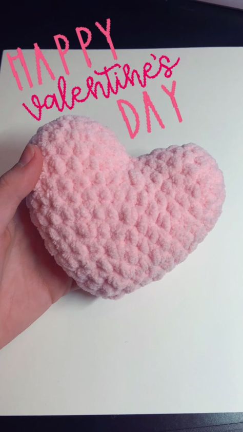 Heart Plush, Heart Crochet, Crochet Heart, Heart Love, Happy Valentines, Have A Great Day, Pink Heart, Happy Valentines Day, Happy Valentine