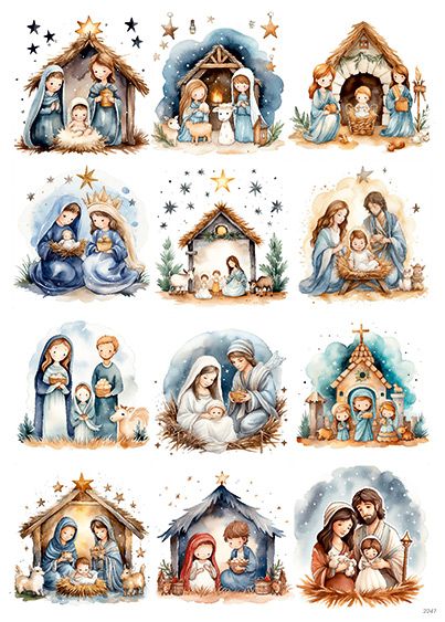 Nativity Watercolor, Nativity Scene Pictures, Nativity Clipart, Christmas Sunday School, Nativity Painting, Christmas Decoupage, Nativity Scenes, Image 3d, Christmas Nativity Scene