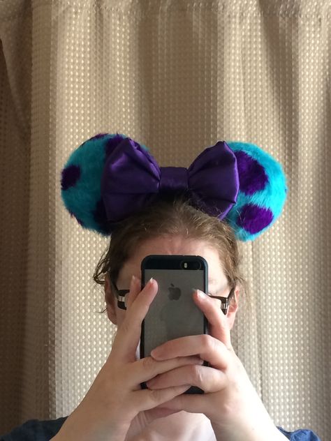 Sully Minnie ears Sully Disney Ears, Inside Out Mickey Ears, Jasmine Minnie Ears, Tangled Minnie Ears, Eeyore Mickey Ears, Minnie Ears, Eye Mask, Sleep Eye Mask, Mask