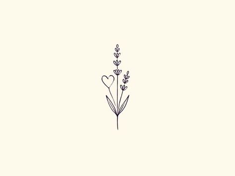 Moon And Lavender Tattoo, Lavender Line Art Tattoo, Small Lavender Tattoo, Fine Line Lavender Tattoo, Lavender Line Art, Lavender Tattoos, Heart Outline Tattoo, Lavender Tattoo, Self Love Tattoo