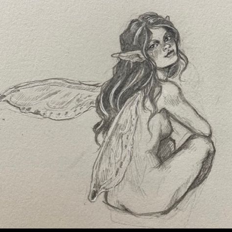 Fairy Sketch Ideas, Elf Fairy Drawing, Fairy Sketches, Fairy Lady, Fairy Sketch, Folk Illustration, Faery Art, Color Pencil Sketch, Realistic Cartoons