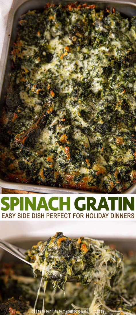 Spinach Side Dish, Spinach Gratin, Parmesan Spinach, Holiday Dinner Recipes, Spinach Cheese, Holiday Appetizers Recipes, Spinach Pie, Gratin Dish, Holiday Dessert Recipes