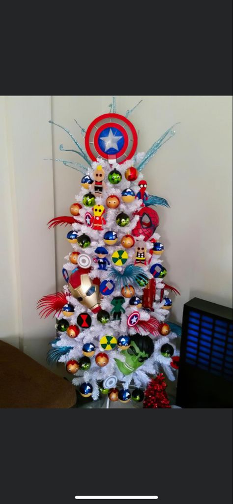 Avengers Christmas Tree, Avengers Christmas, 4th Of July Wreath, Hanukkah Wreath, Hanukkah, Advent Calendar, 4th Of July, Avengers, Christmas Tree