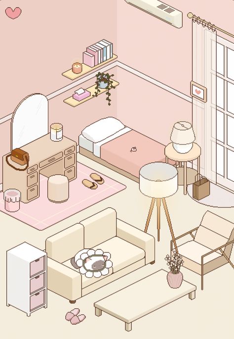 Calming Games, Deco Neko, Neko Atsume, Pink Room, Cat Room, Mini Games, Room Ideas Bedroom, Pretty House, New Room