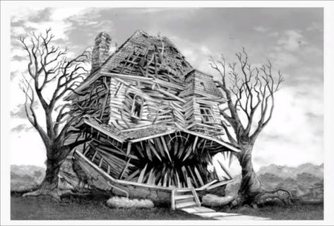 Monster House (film)/Gallery | Sony Pictures Entertaiment Wiki | Fandom Monster House Movie, House Coloring Pages, Baba Jaga, Horror Drawing, Creepy Houses, House Colouring Pages, Moody Art, Monster Drawing, Monster House