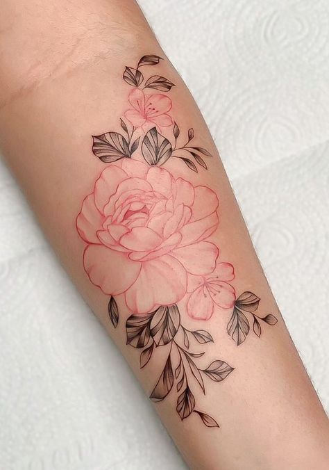 Best Feminine Tattoos, Pink Flower Tattoos, Nature Tattoo Ideas, Realistic Flower Tattoo, Mexico Tattoo, Wrap Tattoo, Peony Tattoo, Nature Tattoo, Eagle Tattoos