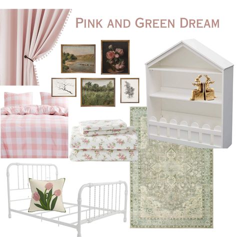 Pink And Green Toddler Room, Pink And Green Playroom, Pink And Green Toddler Girl Room, Pink And Green Girls Bedroom, Pink Toddler Bedroom, Green Kids Room, Green Playroom, Green Kids Rooms, Child Bedroom