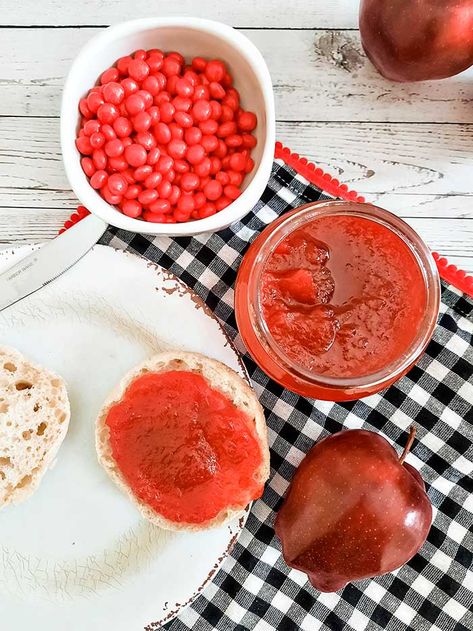 How to make a small batch of apple butter with cinnamon Red Hot candies. This gives the apple butter a fun and different flavor. You can make Red Hot apple butter in an Instant Pot or in a slow cooker, and I have directions for both on my easy Instant Pot apple butter recipe. You'll need to use cinnamon red hot candies. I buy them in bulk to save money. These give this easy apple butter a fun cinnamon flavor. We eat apple butter on toast or biscuits, but you can also put it… Apple Butter With Red Hots Crockpot, Apple Butter Made With Red Hots, Red Hots Apple Butter, Apple Butter With Red Hots, Easy Apple Butter, Instant Pot Apple Butter, Hot Apples, Tiny Homestead, Butter On Toast