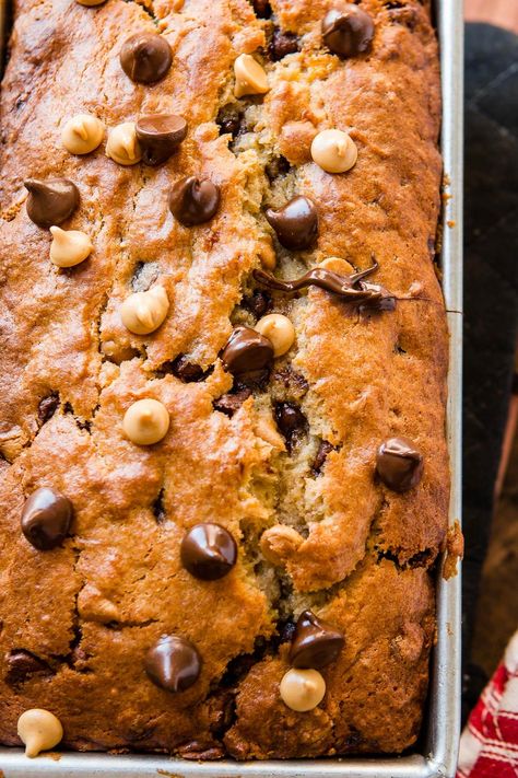 Peanut Butter Banana Bread Recipe, Butter Bread Recipe, Butter Banana Bread, Peanut Butter Banana Bread, Peanut Butter Bread, Oh Sweet Basil, Pasta Alfredo, Chocolate Chip Banana, Best Banana Bread