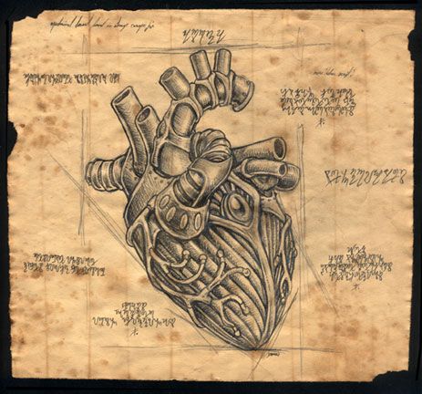 Anatomical Heart Art, Steampunk Tattoo, Steampunk Heart, Heart Sketch, Style Steampunk, Arte Robot, Tattoo Project, Heart Drawing, Human Heart