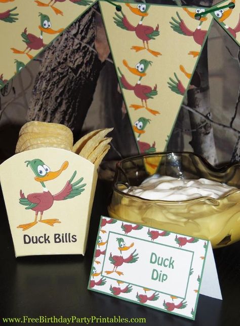 Duck Hunting Birthday Party, Duck Hunting Birthday, Hunting Food, Ducky Party, Drake's Birthday, Hunting Birthday Party, Fry Box, Shower Outdoor, Hunting Birthday