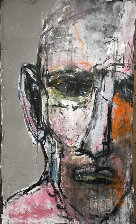 It's just a question of time | MAC Art Galleries Reckless Abandon, Contemporary Expressionism, Abstract Portrait Painting, 얼굴 드로잉, Portraiture Painting, Abstract Face Art, Mixed Media On Canvas, Expressionism Painting, A Level Art