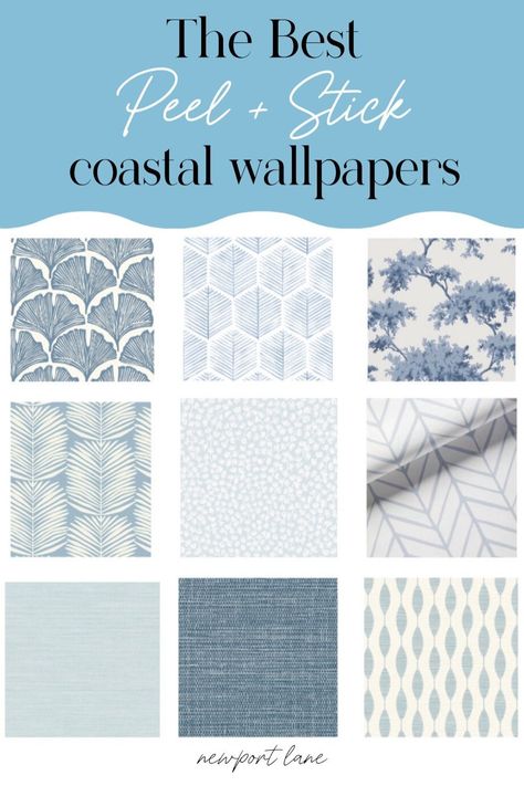 Coastal Accent Wall, Beach House Wallpaper, Modern Coastal Bathroom, Sea Salt Paint, Closet Wallpaper, Beachy Wallpaper, Styling Essentials, Farmhouse Wallpaper, Rabbit Wallpaper