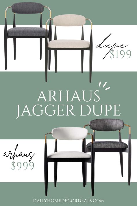 Arhaus Jagger Chair Dupes These incredible Arhaus jagger dining chair dupes were just added and I know they will sell out fast! The jagger style dining armchairs and counter stools are probably the most popular item I get asked if I have a good dupe for and up until this point there wasn’t anything on… Read more The post Jagger Chair Dupe Arhaus Dining appeared first on Interior Design for Beginners. Arhaus Kensington Round Dining Table With Chairs, Dining Room Styling Ideas, Dining Chairs For Round Wood Table, Arhaus Jagger Chairs, Minimal Dining Chairs, Interior Define Chair, Round Table Dining Chairs, Arhaus Jagger Dining Chair, Arhaus Jacob Dining Table