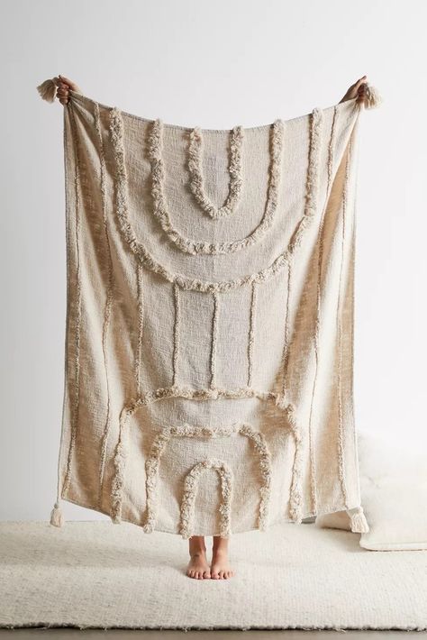 A tufted throw blanket sure to prove neutral accent pieces still make a statement (particularly when that statement is "incredibly cozy"). Boho Throw Blanket, White Throw Blanket, College Apartment Decor, Boho Throws, White Throws, Deco Boheme, Woven Throw Blanket, Cozy Throw Blanket, Cozy Throws