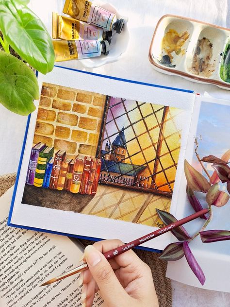 Painting Ideas Harry Potter, Harry Potter Acrylic Painting, Water Colour Painting Ideas, Colour Painting Ideas, Hogwarts Classroom, Acrylic Painting Aesthetic, Harry Potter Planner, Harry Potter Painting, Bullet Journal Quotes