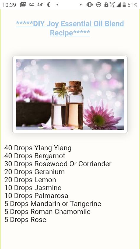 DIY Joy essential oil blend Men Scents, Young Living Joy, Joy Essential Oil, Eo Blends, Living Oils Recipes, Essential Oil Perfumes Recipes, Roller Blends, Doterra Diffuser, Homemade Perfume