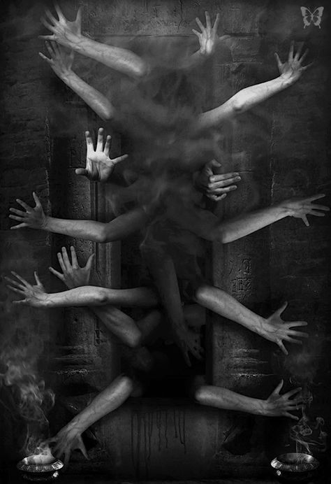 Exile by Patrizia Dähmlow. ☚ Hands Reaching Out, رعب نفسي, Soyut Sanat Tabloları, 다크 판타지, Scary Art, Creepy Art, Arte Fantasy, Dark Photography, Horror Art