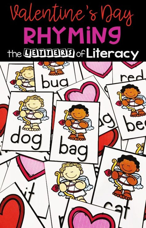 Valentines Kindergarten, Rhyming Activities Kindergarten, Valentine Worksheets, Kindergarten February, Rhyming Games, Kindergarten Valentines, February Activity, Kindergarten Freebies, Rhyming Activities