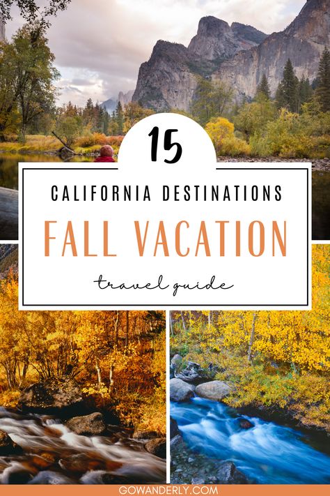 Discover the best fall destinations in California. Ideal for nature lovers and weekend getaways to beautiful autumn spots. California Autumn, Fall Weekend Trip, Autumn Vision Board, Fall In California, Fall Weekend Getaway, Fall Foliage Trips, Beautiful Places In Usa, Fall Destinations, Muir Woods National Monument