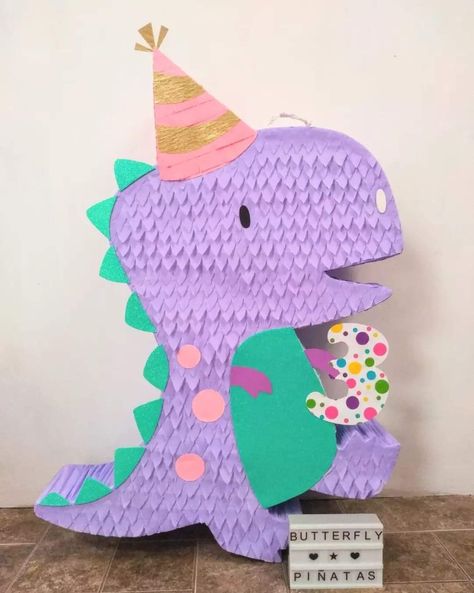 Pink Dinosaur Pinata, Tworanasaurus Party, Girl Dinosaur Birthday Party Decorations, Threerex Birthday Girl Party, 3 Rex Birthday Party Girl, Three Rex Birthday Party Girl, Dino Birthday Girl, Dino Pinata, Dino Girl Party