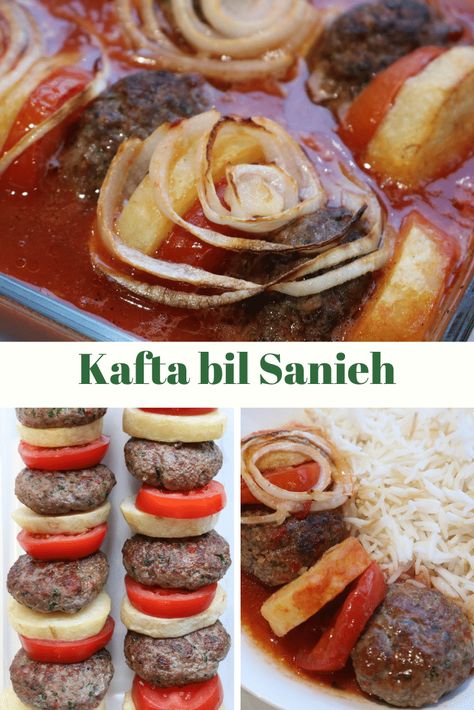 Kofta And Potatoes, Lebanese Kofta Recipe, Lebanese Kafta Recipe, Greek Beef Kafta, Baked Kafta With Potatoes And Tomatoes, Lebanese Kefta Recipe, Beef Kafta In Oven, Kafta Kabob Recipe Lebanese, Kafta Bil Sanieh