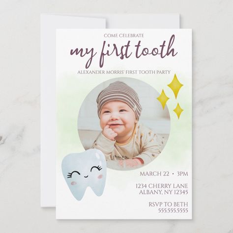 First Tooth Party, Tooth Party, Cute Photo, First Tooth, Photo Invitations, Cute Photos, Invitation Zazzle, Invitation Cards, Kids Birthday