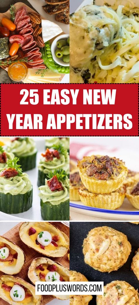 25 Easy New year appetizers New Years Appetizers Parties Food Easy, New Year Dishes Ideas, New Years Eve Appetizers Party Ideas, New Year’s Party Food, New Years Party Food, New Year Appetizers, Nye Party Food, Deviled Eggs With Relish, Fancy Appetizer Recipes